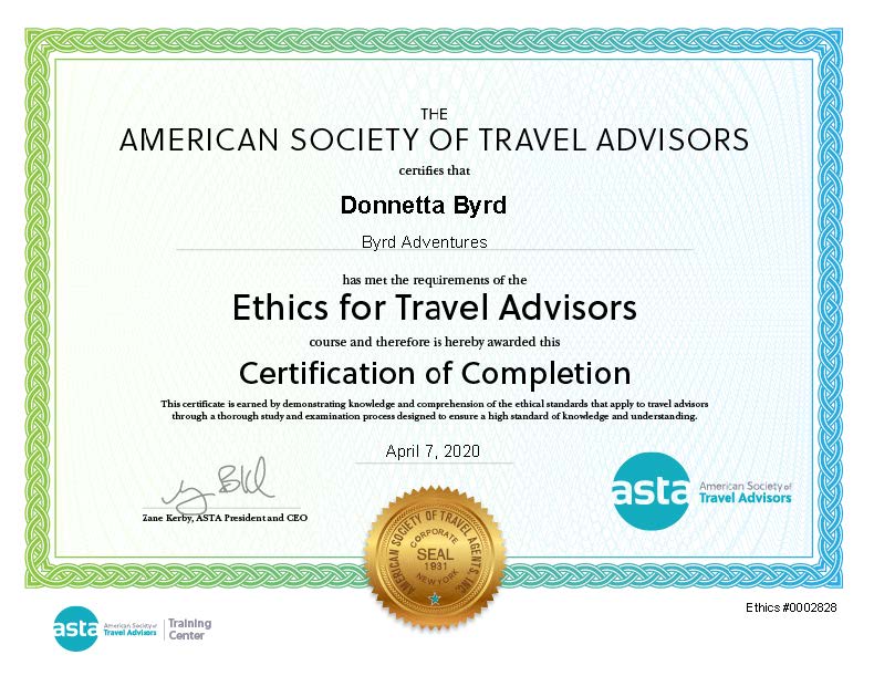 Ethics for Travel Advisors